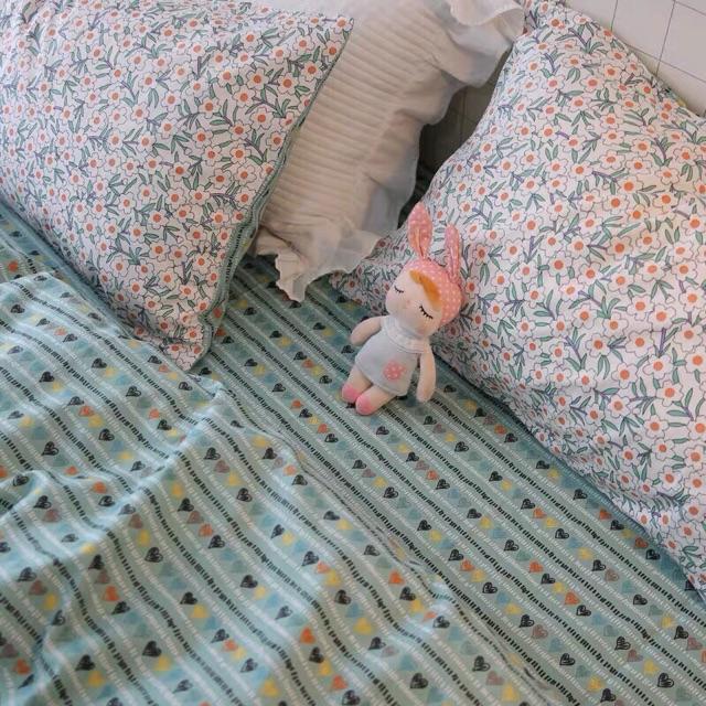 Set poly cotton - Cỏ và tim xanh.