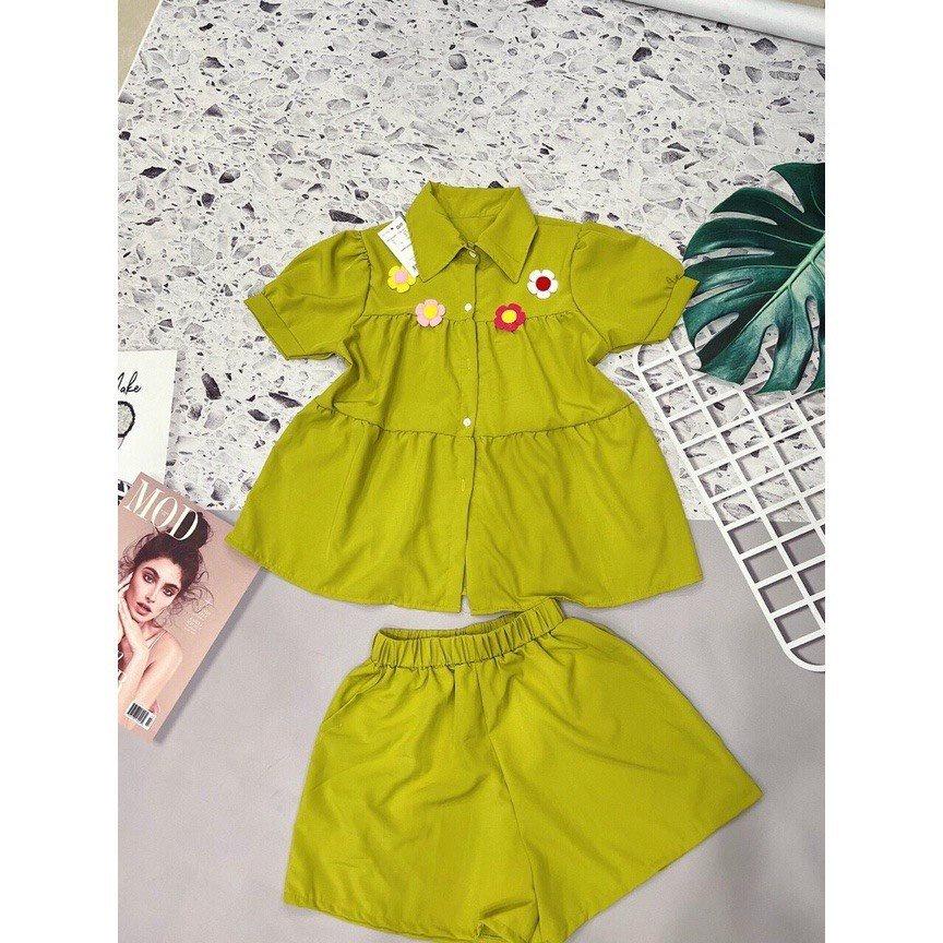 Set bộ quần áo nữ tính kết hợp với hoa cao cấp - Set quần áo dễ thương đáng yêu nhiều màu rất thích hợp với nhiều mùa