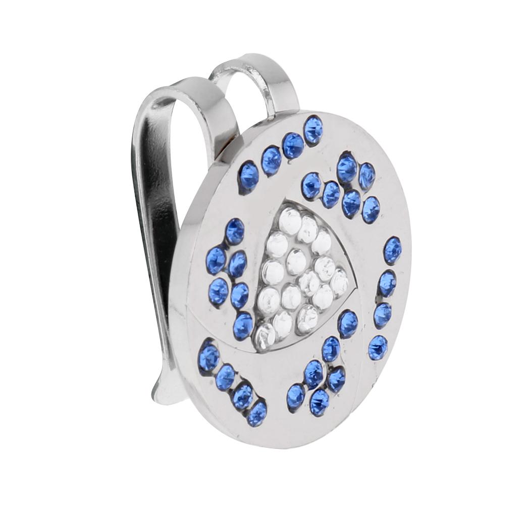 Zinc Alloy Bling Rhinestone Golf Hat / Cap / Visor Clip and Magnetic Ball Marker Golf Accessories