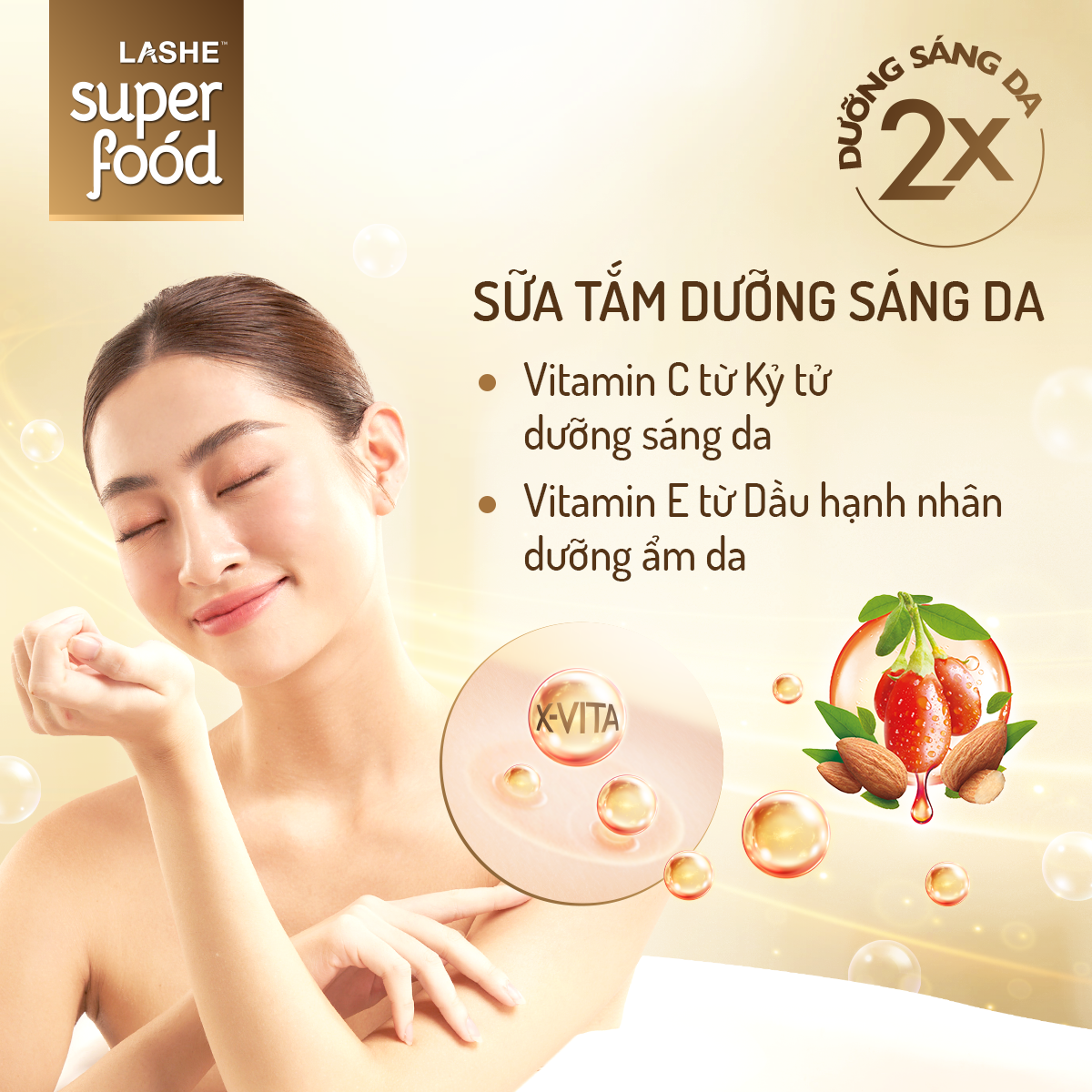 Sữa tắm LASHE SUPERFOOD dưỡng da sáng mịn 170G