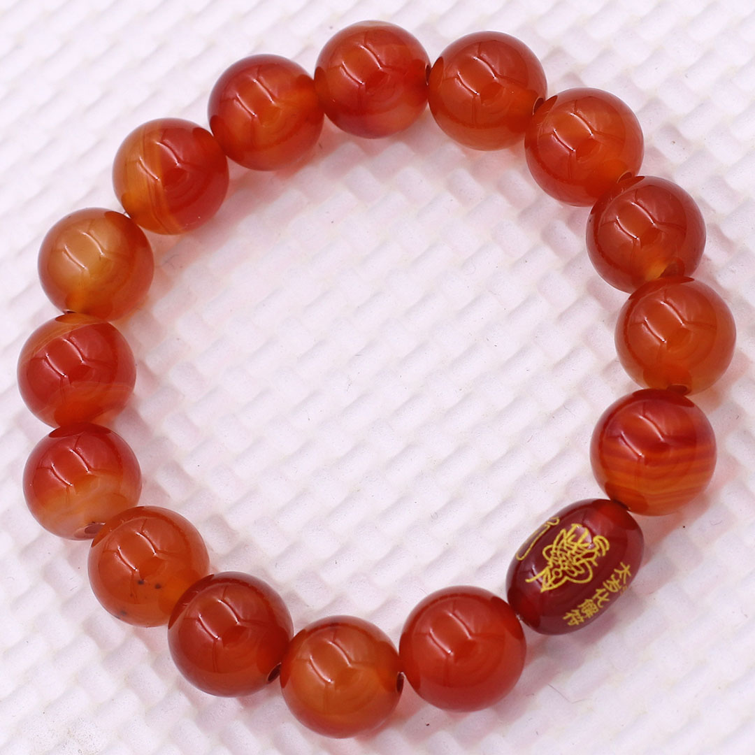 Vòng chuỗi đeo tay mã não cam 10 ly charm hạt giải thái tuế phù, vòng chuỗi phong thủy, giải năm hạn thái tuế