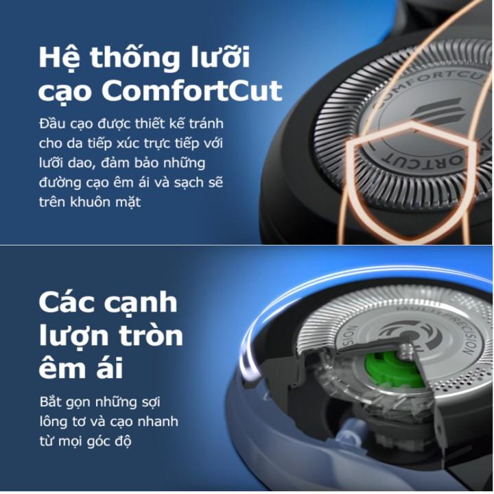 Máy Cạo Râu Khô Và Ướt Thương Hiệu Cao Cấp Philips S5070, tích hợp cả lưỡi thẳng cạo mai, sạc nhanh  (Hàng chính hãng)