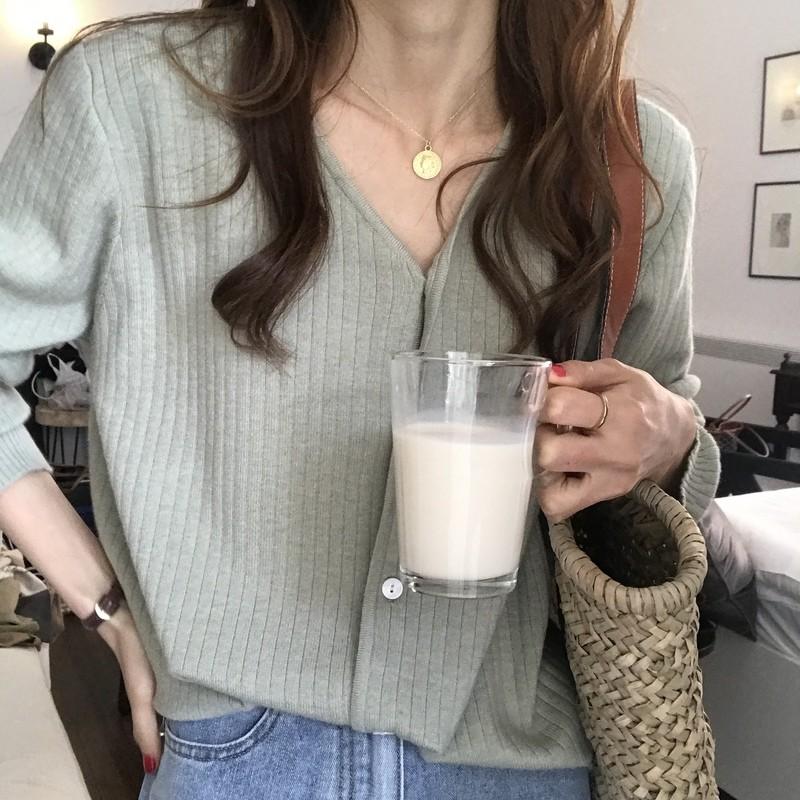 Áo Khoác Cardigan Dáng Rộng Cổ Chữ V Màu Trơn Thiết Kế Đơn Giản Cho Nữ