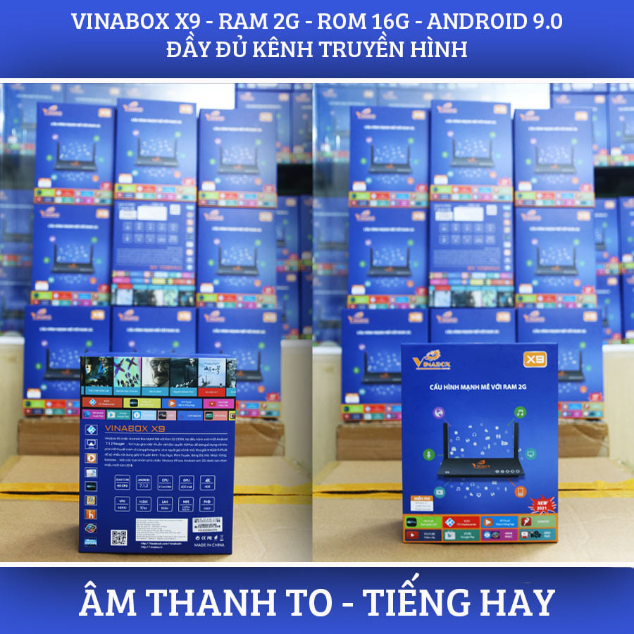 VinaBox X9 (Phiên Bản Thế Hệ Mới 2022) - Ram 2G/16G - Truyền Hình OTT Miễn Phí - Siêu Phẩm Trở Lại - Chất Lượng Bền Lâu - Hàng Chính Hãng