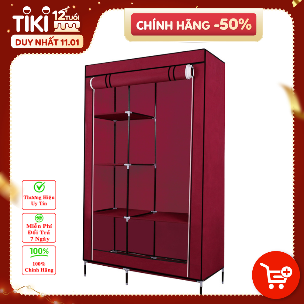 Tủ Quần Áo 2 Buồng 6 Ngăn Tiện Lợi, Tủ Vải 170cm Chất Lượng Cao Chắc Chắn, Vững Chãi - Hàng Chính Hãng miDoctor