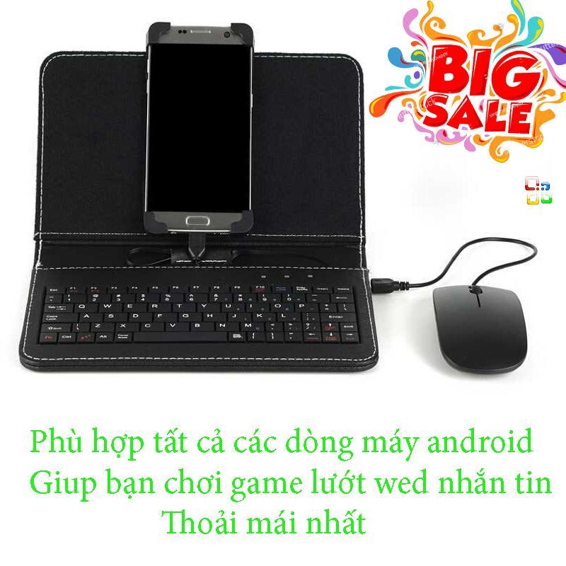 Bàn Phím Rời Điện Thoại,Combo bao da bàn phím kèm chuột cho điện thoại, máy tính bảng từ 4.5-8 inch có thể lướt wed