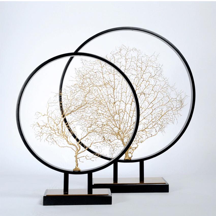 Decor Để Bàn Trang Trí - 2 Vòng Tròn Kim Loại Cây Khô FDR021 Phòng Khách, Phòng Làm Việc, Phòng Trưng Bày......