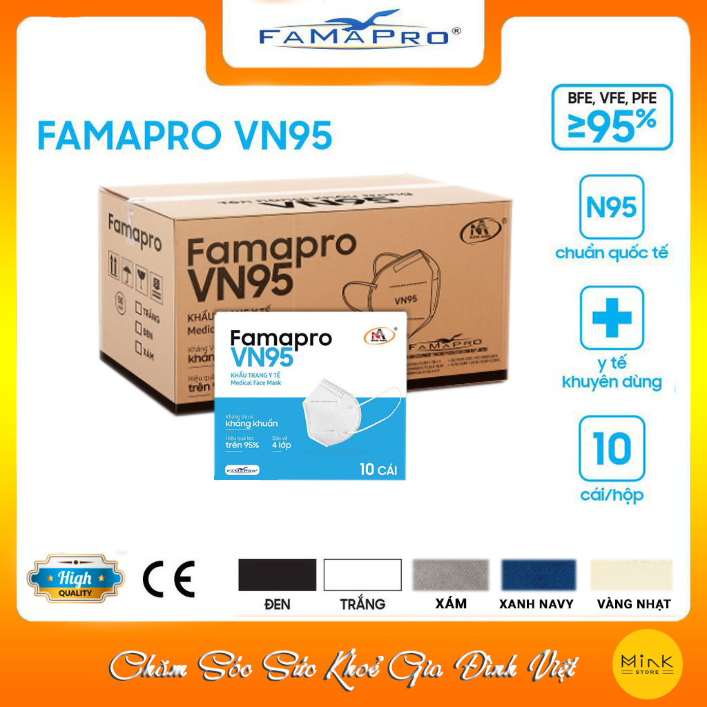 Khẩu trang y tế kháng khuẩn 4 lớp Famapro VN95
