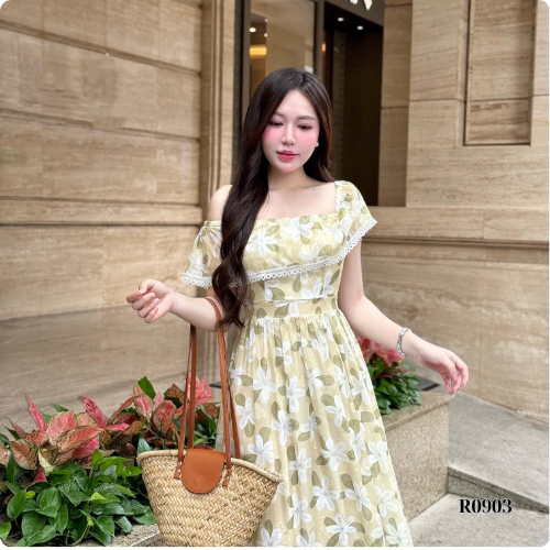 Đầm Maxi Ruzimay Trễ Vai Dáng Dài Hoạ Tiết R0900