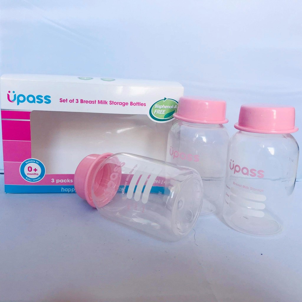 [TẶNG QUÀ] Bộ 3 Bình Trữ Sữa UPASS UP0030N 125ML - Tặng kèm 1 khẩu trang xô cho bé
