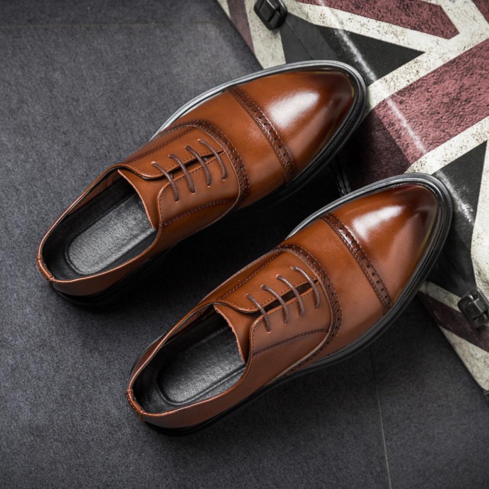 Giày Tây Oxford Nam TIBAS Da Bò Nguyên Tấm, Đế Cao 4cm Lịch Lãm, Sang Trọng