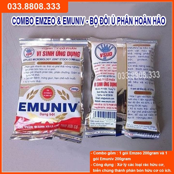 COMBO EMZEO 200G & EMUNIV 200G DÙNG Ủ RÁC THẢI HỮU CƠ VÀ KHỬ MÙI HÔI