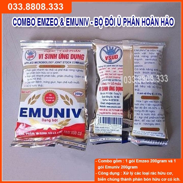 COMBO EMZEO 200G &amp; EMUNIV 200G DÙNG Ủ RÁC THẢI HỮU CƠ VÀ KHỬ MÙI HÔI