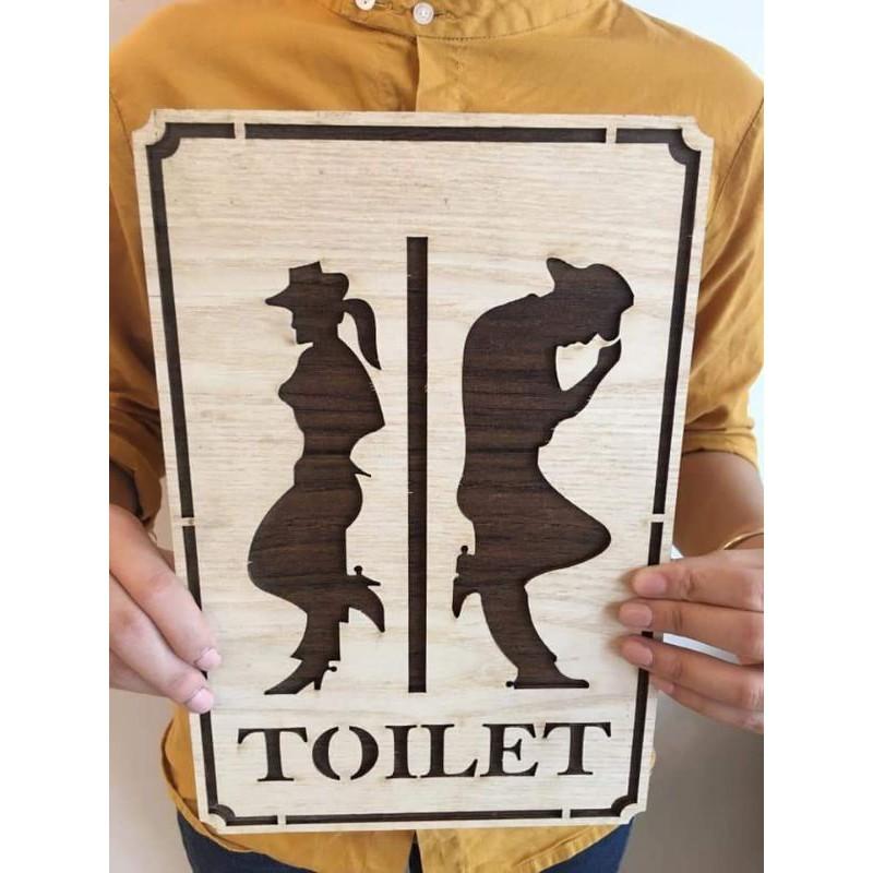 Bảng gỗ Toilet dán tường cho shop, cafe, nhà hàng
