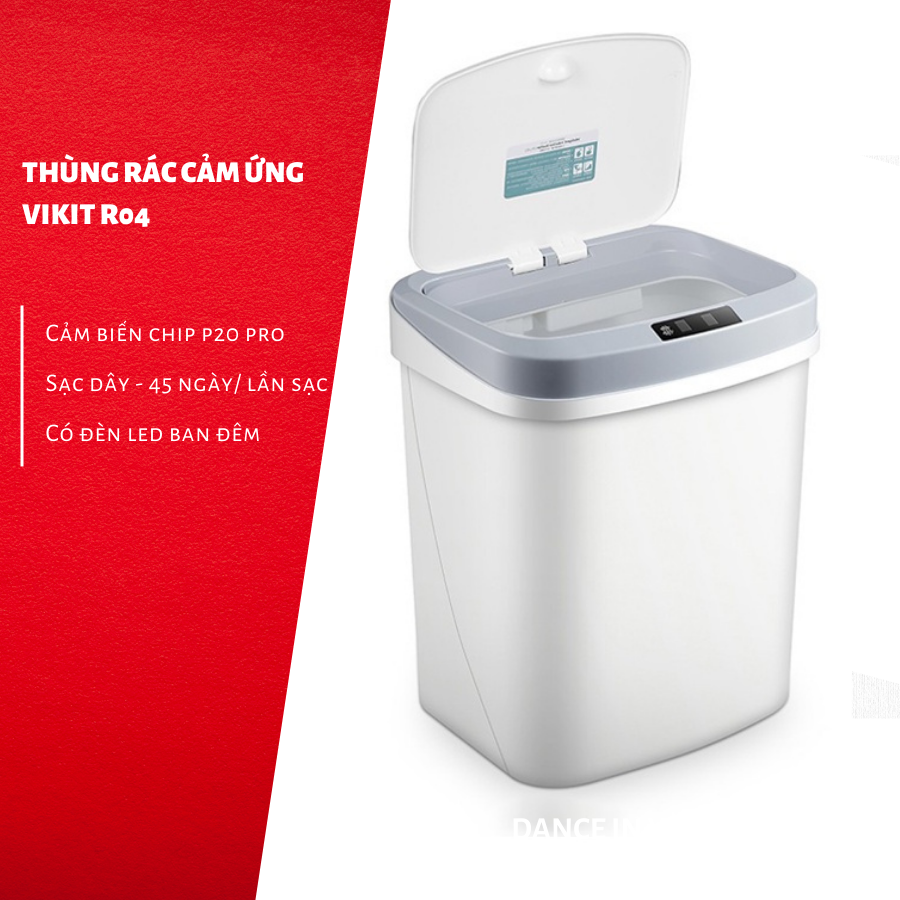 Thùng rác thông minh CẢM ỨNG tự động Vkit R04- Thùng rác tự động đóng mở - thùng đựng rác thông minh - thùng rác cảm ứng