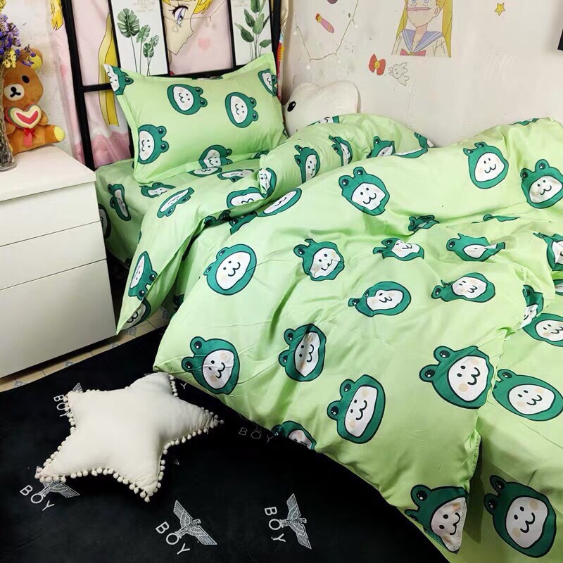 Bộ Chăn Ga Gối Cottong Poly - ẾCH CON