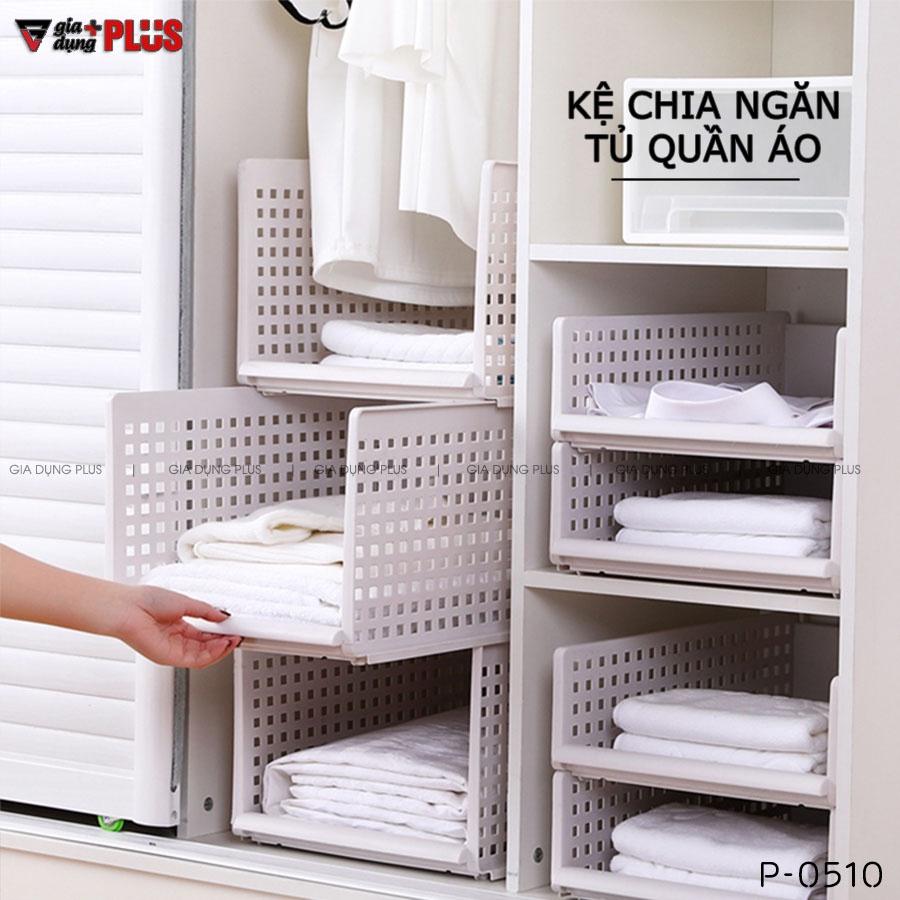 Kệ xếp chia ngăn kéo nhựa, có thể gấp gọn giúp gọn gàng tủ quần áo nhanh chóng / GIÁ 1 ngăn