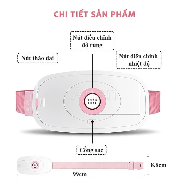 Massage Làm Ấm Bụng Giảm Đau Bụng Đau Lưng Cho Phụ Nữ Đến Kì, Chườm Nóng Giảm Đau Bụng Kinh Đai đeo thắt lưng