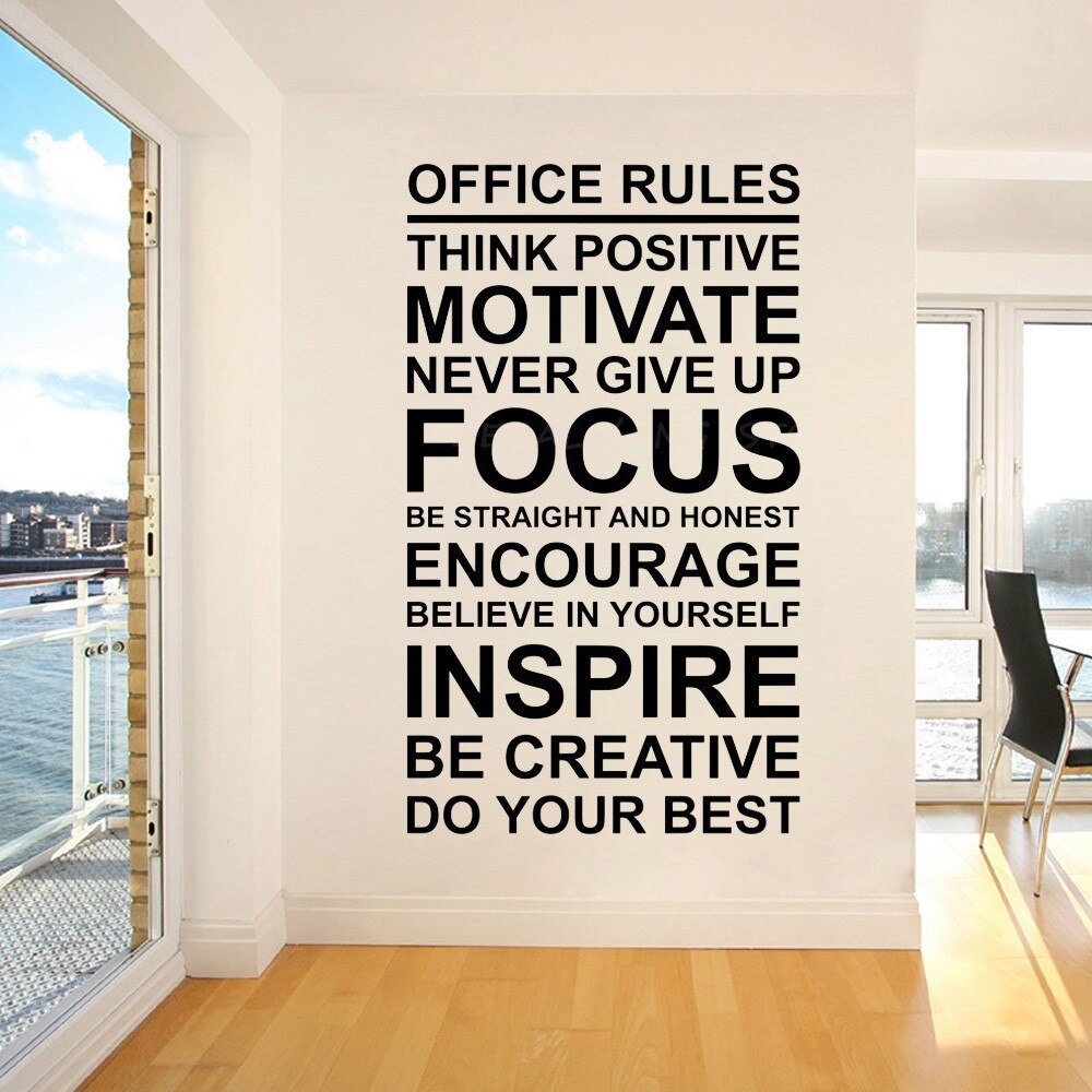 Decal dán tường tiếng anh trang trí văn phòng "Office Rules"