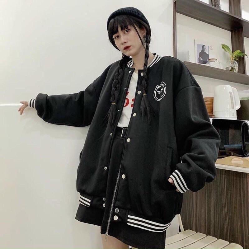 Áo Khoác Bomber Unisex Cúc, Áo Khoác Nam Nữ