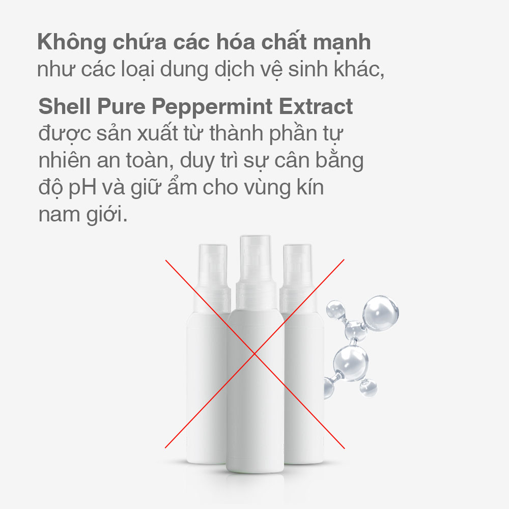 Dung dịch vệ sinh nam hương bạc hà tươi mát - Shell Pure Peppermint Extract