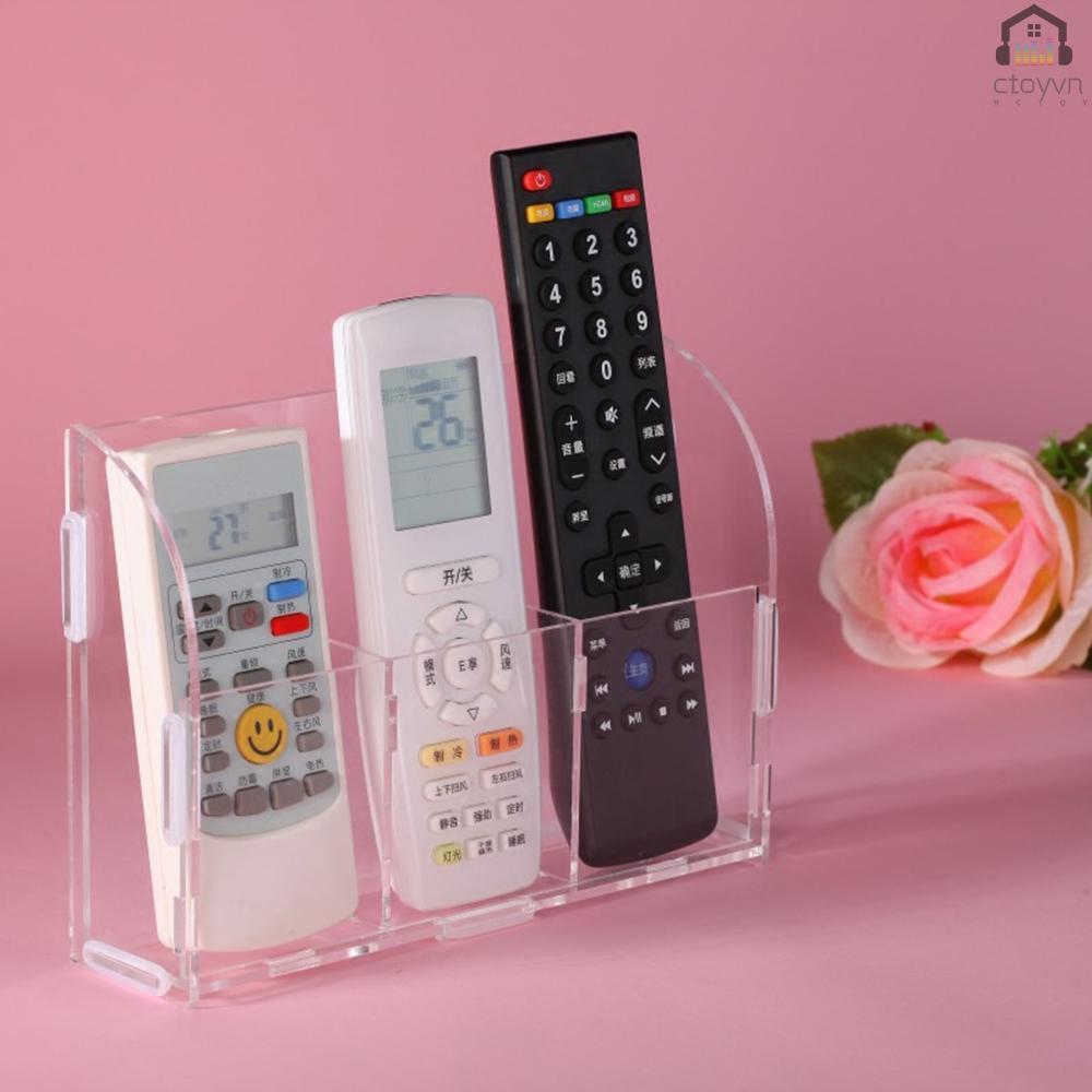 Giá đỡ điều khiển từ xa gắn tường bằng acrylic kèm 3 ngăn tiện dụng cho gia đình/ văn phòng