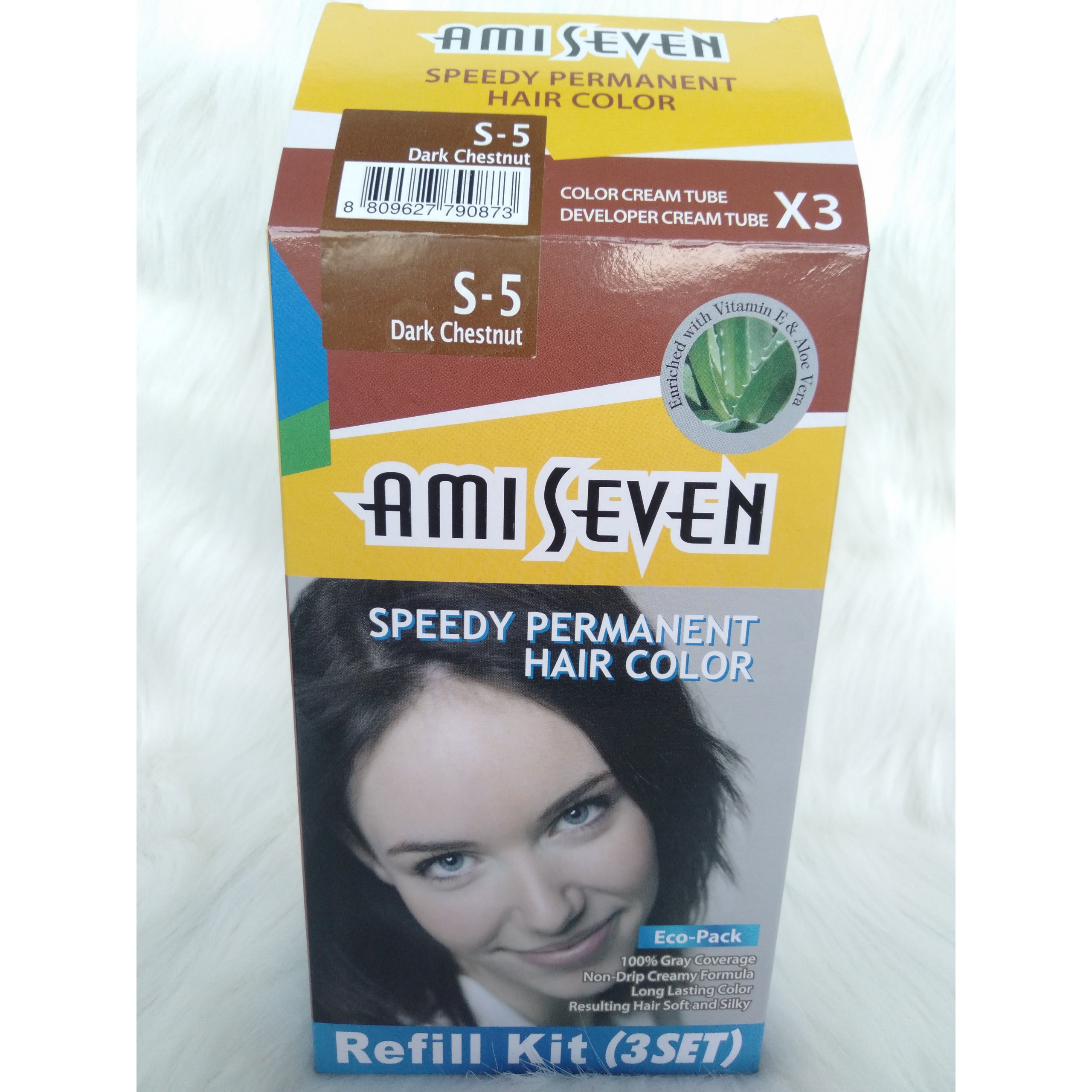 Nhuộm phủ bạc dược thảo SIÊU TiẾT KiỆM Ami Seven Nhanh 7 phút - S5 - HẠT DẺ ĐẬM