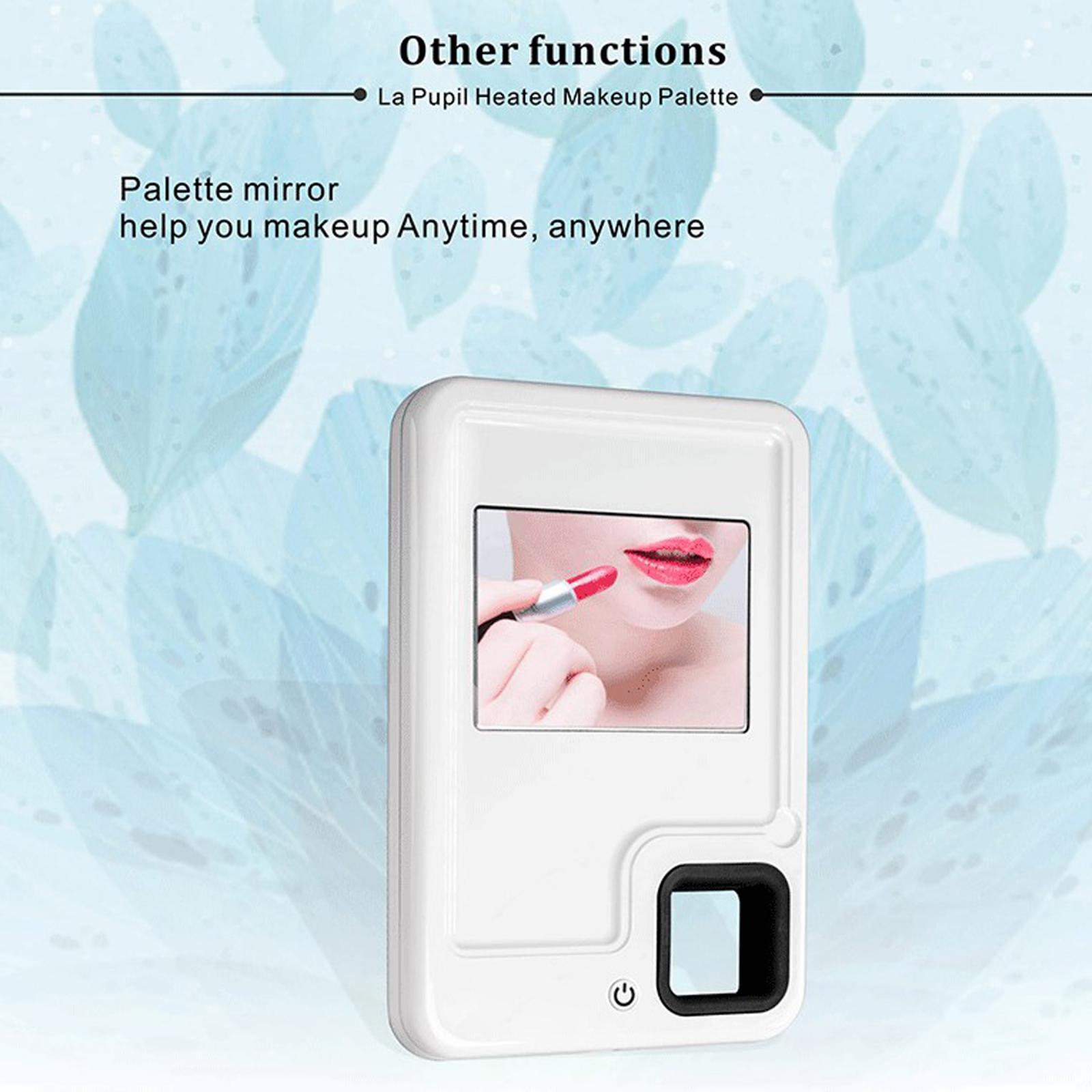 Heated Makeup Palette Beauty Nail Art Pigment Blending Mixing with Spatula