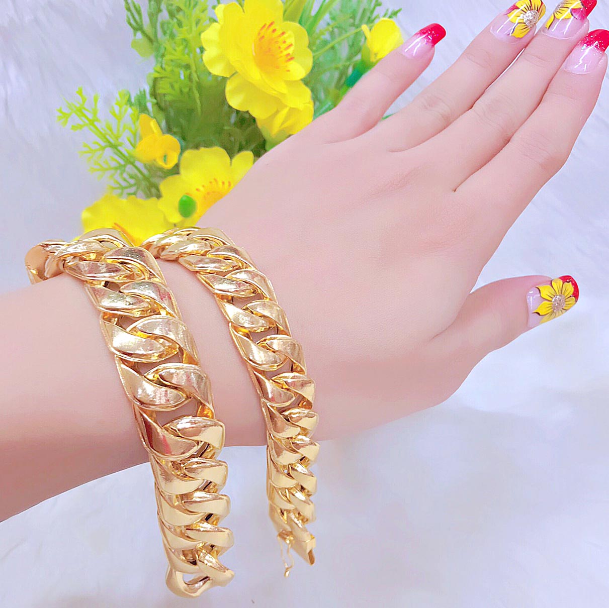 Lắc Tay Nam Mạ Vàng 18 K Mẫu 130.20.11 - Bảng To Cực Sang Trọng - Mang Tết Rất Sang