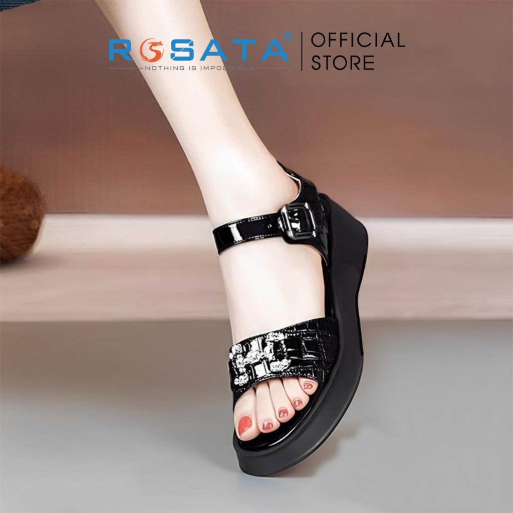 Giày trẻ em ROSATA KRO04 dép xăng đan cao su đúc cao cấp xỏ ngón êm chân quai hậu khóa cài đế bằng - Trắng