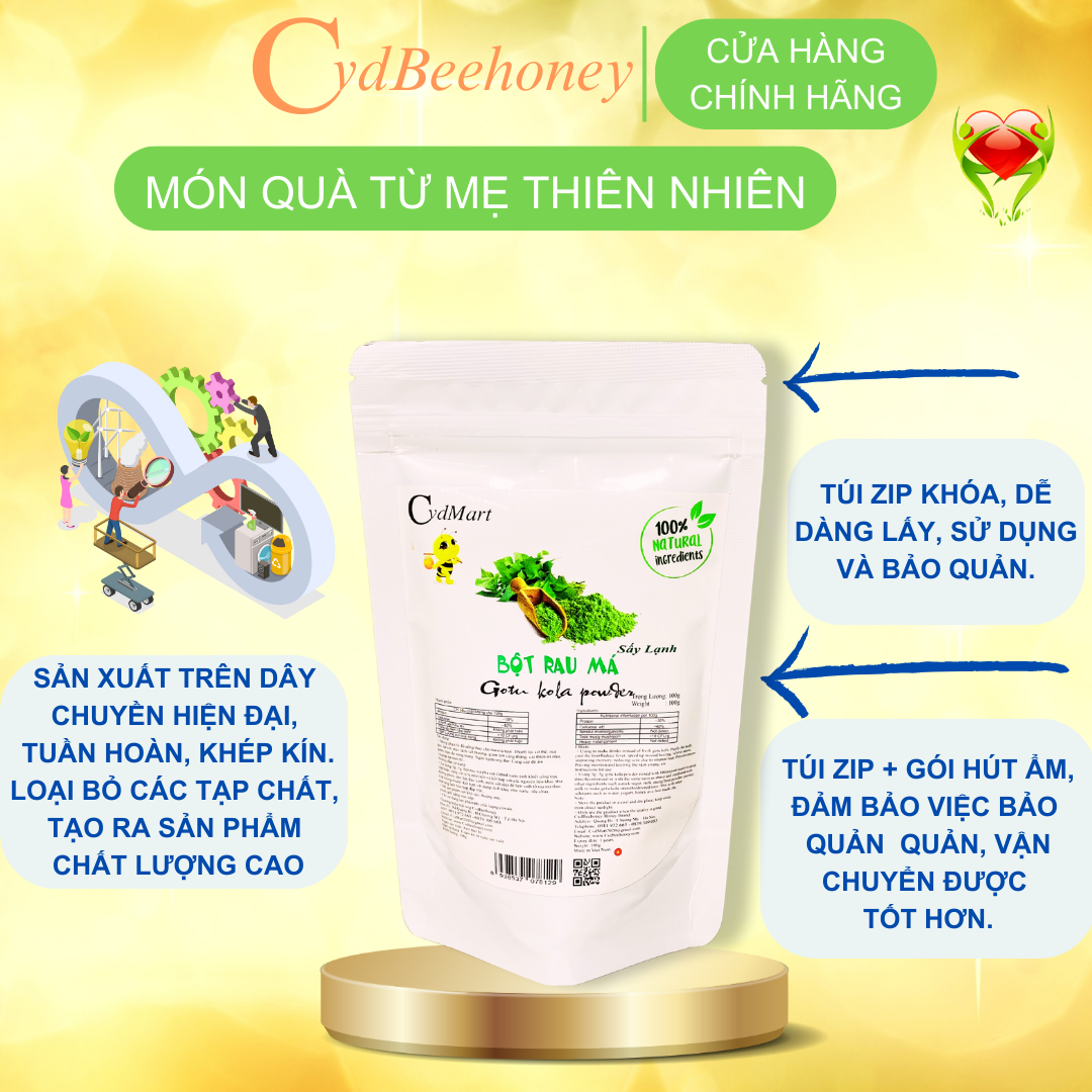 Bột Rau Má Sấy Lạnh CvdMart 100g - CvdMart Gotu Kola Powder