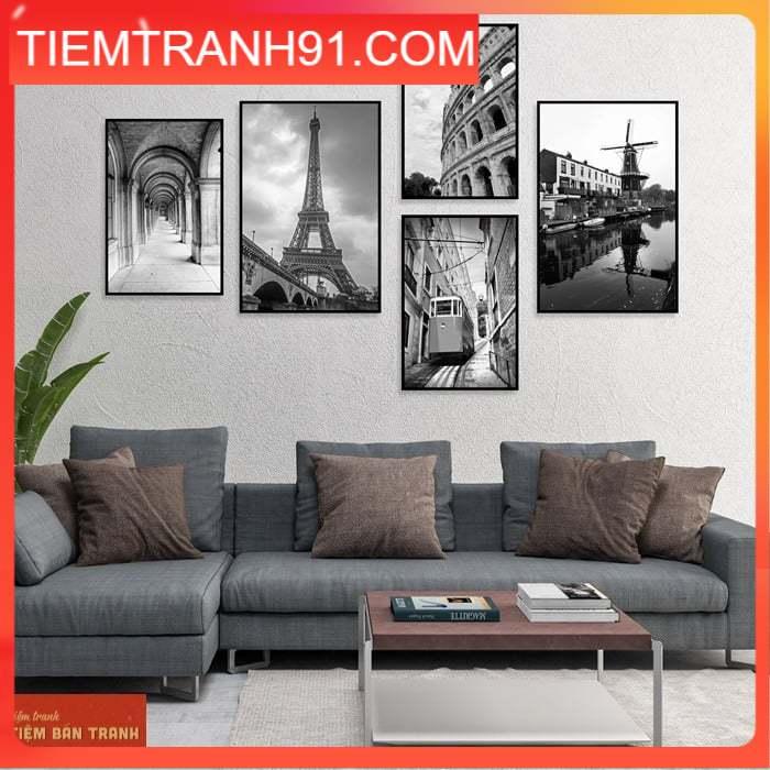 Tranh treo tường - Bộ 5 tranh canvas Bắc Âu hiện đại 20 , tranh canvas giá rẻ