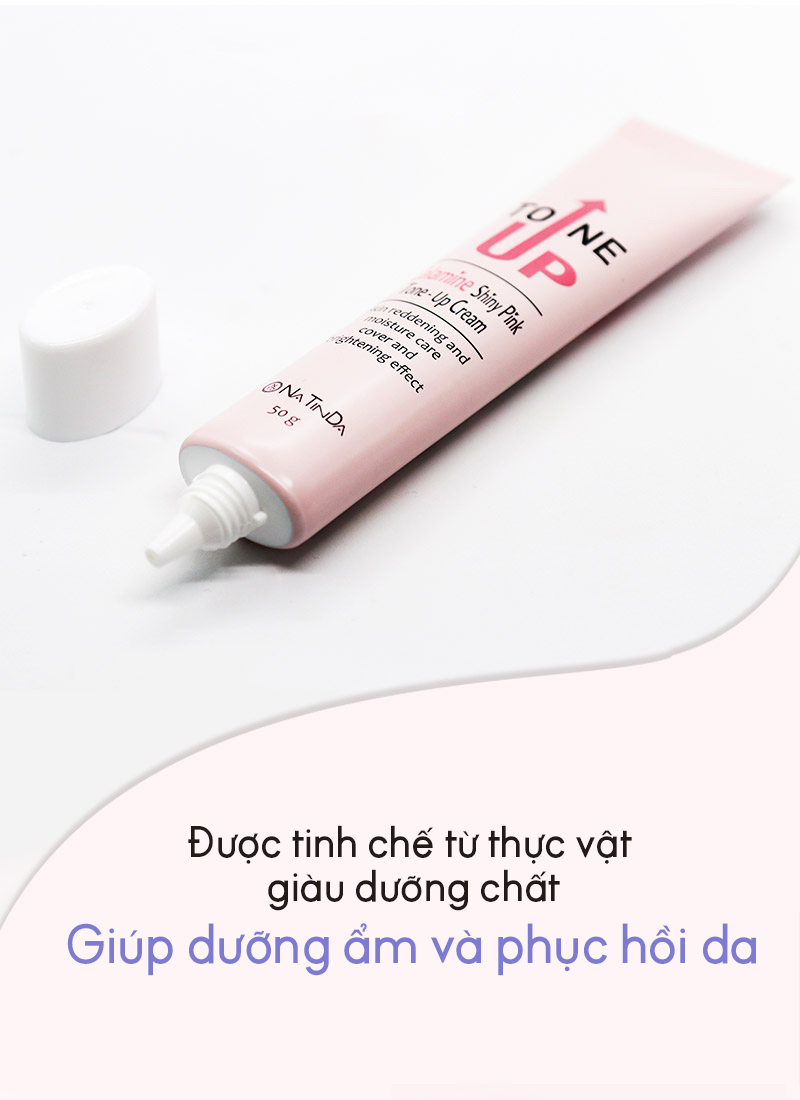 Kem nâng tông dưỡng da trắng hồng rạng rỡ - Natinda Calamine Shiny Pink Tone-Up Cream - 50g