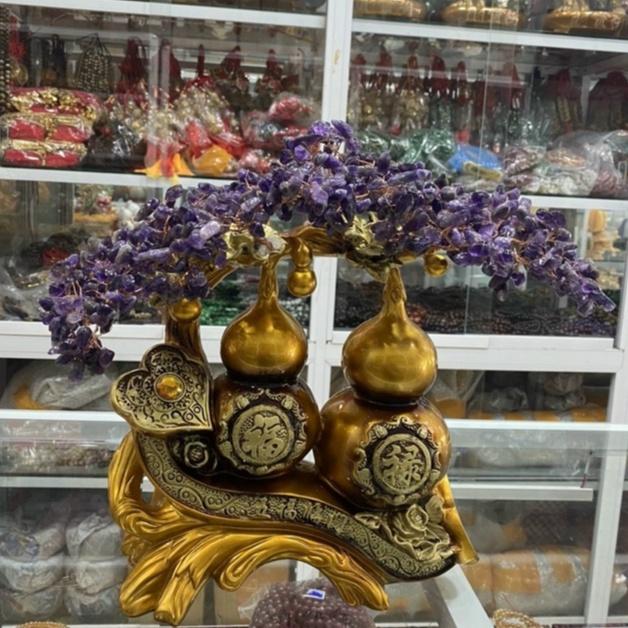 Cây Đá Tài Lộc Hồ Lô Đôi Phong Thủy Để Bàn - Cao 35cm