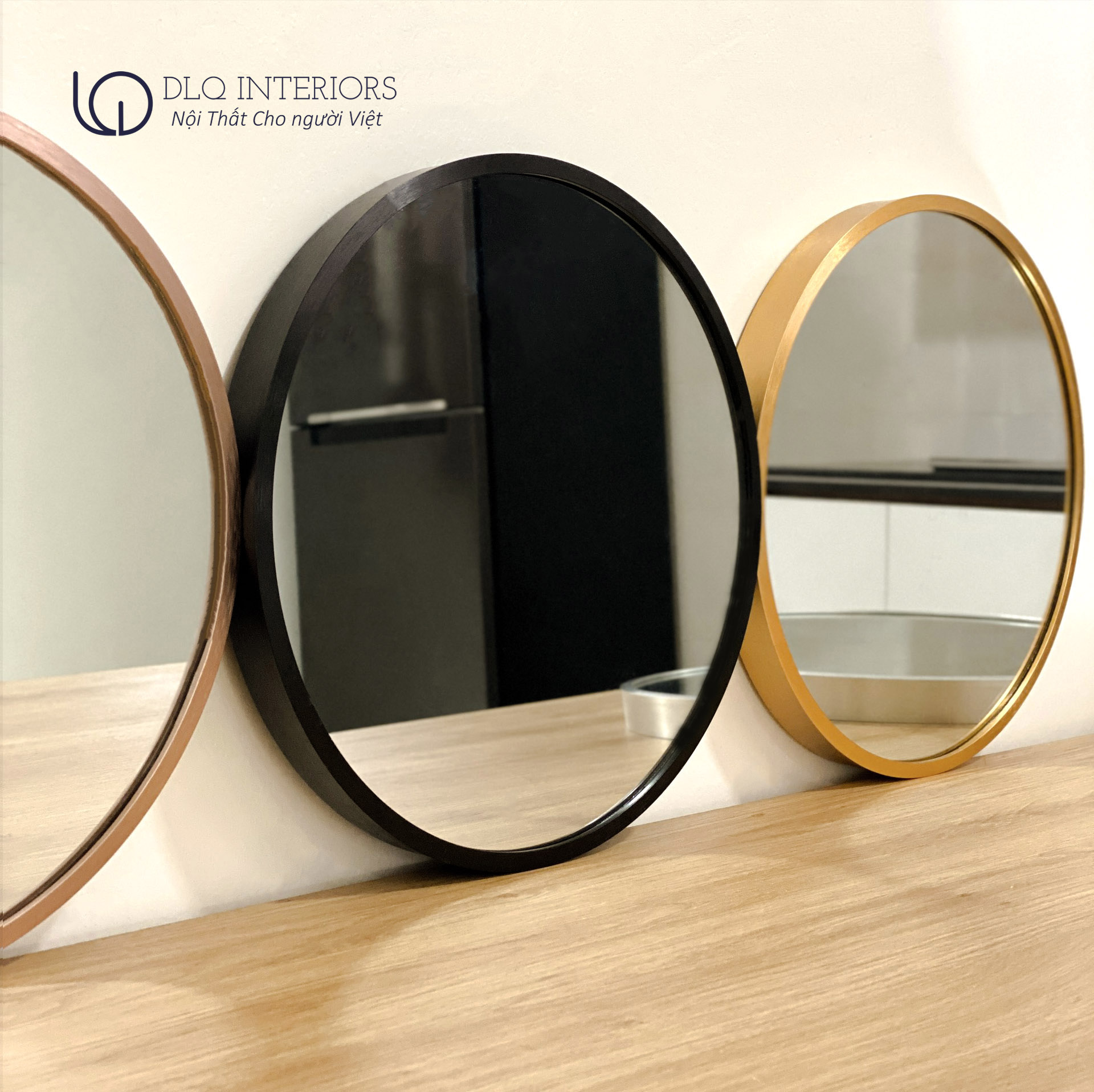 Gương Tròn Viền Trắng Treo Tường DLQ MIRROR Chất Liệu Nhôm Sơn Tĩnh Điện Cao Cấp