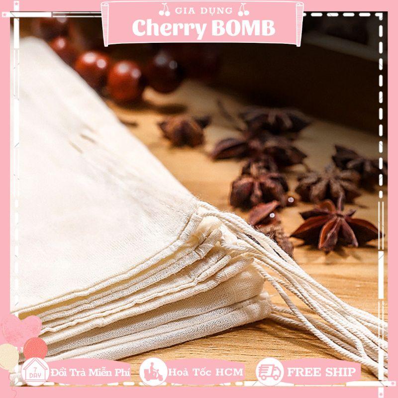 Túi Lọc Vải Cotton 100% Không Tẩy Trắng Chuyên Dùng Đun Nấu Trà , Cà Phê , Lọc Gia Vị Nấu Ăn - Đủ Size