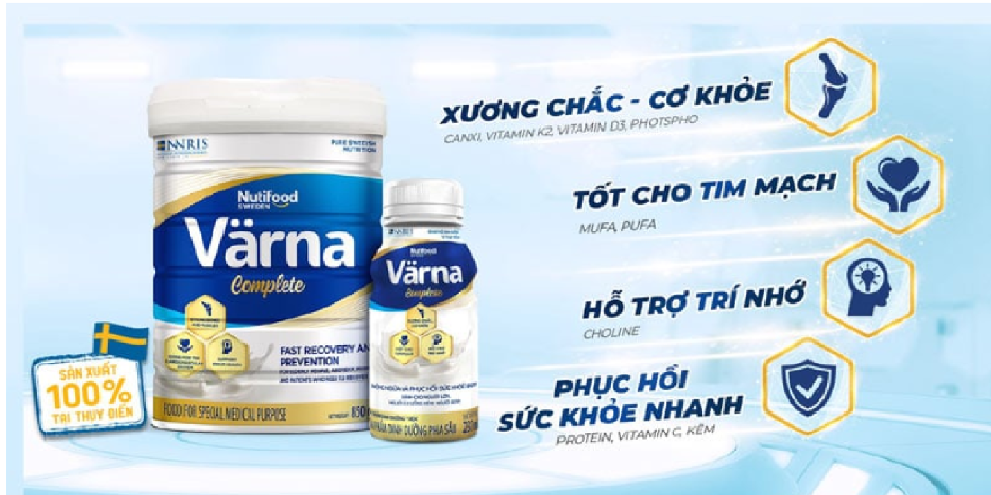 Sữa Bột Varna Complete Nutifood 850g – Dinh Dưỡng Tăng Cường Cho Người Ốm &amp; Người Cao Tuổi