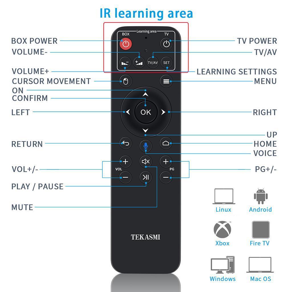 Q9-BA Voice Control 6 Key IR Keyboard Remote Control For Smart TV
