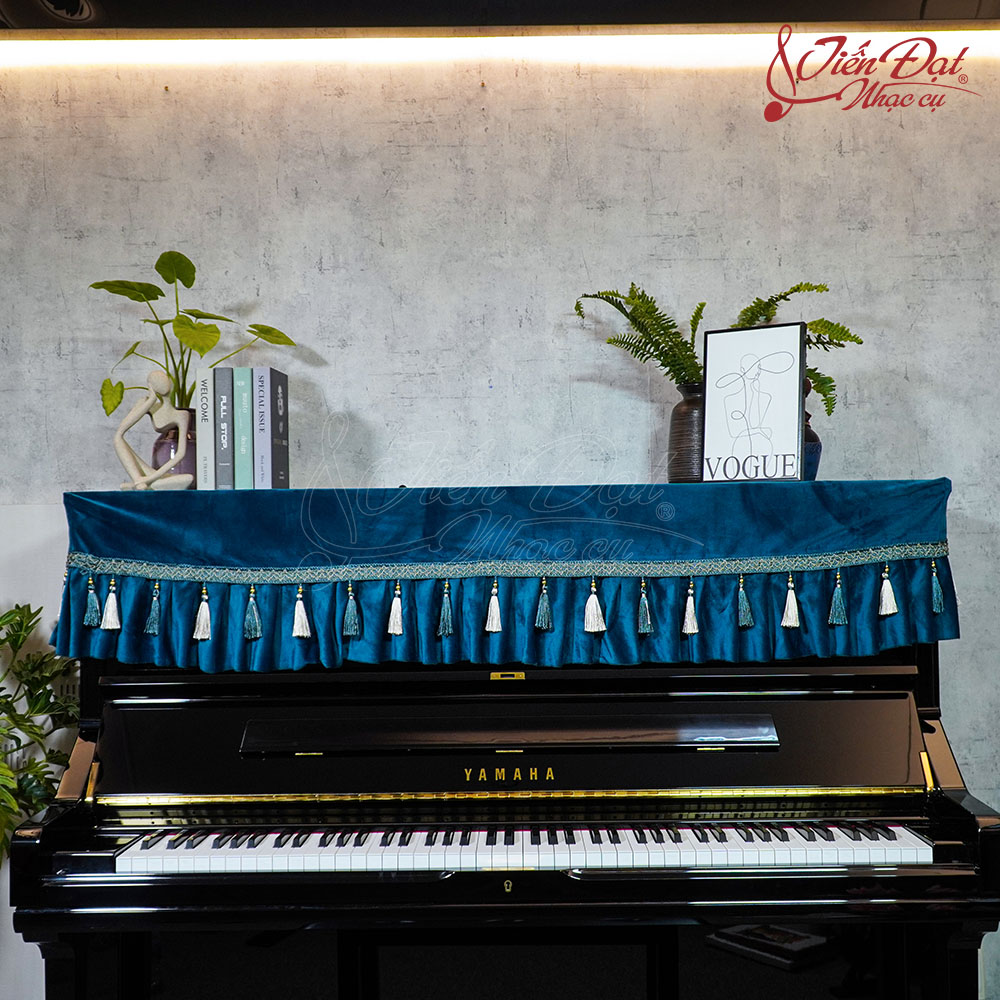 Khăn Phủ Đàn Piano Nhung Xanh Cao Cấp KU-031