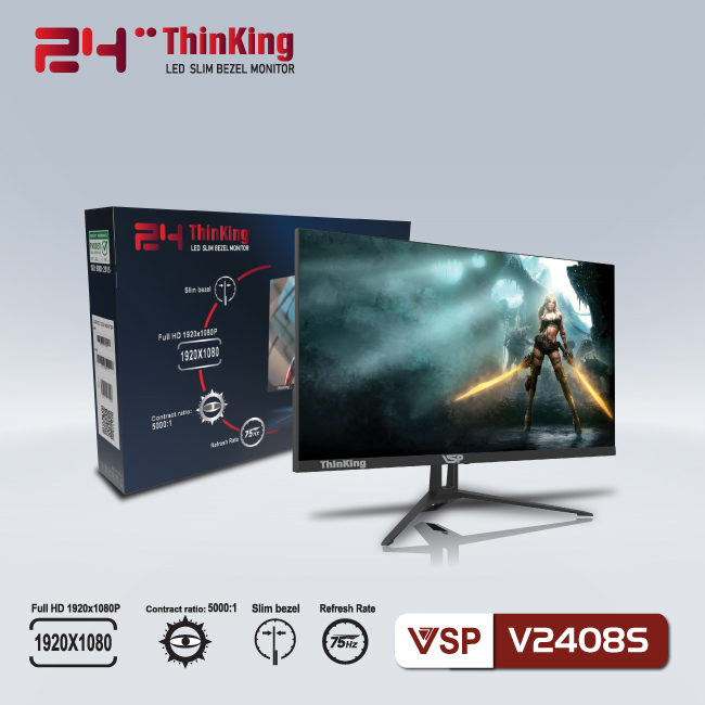 Màn Hình VSP 24inch V2408S Slim Bezel (FHD/VA/Full Viền) - Hàng Chính Hãng