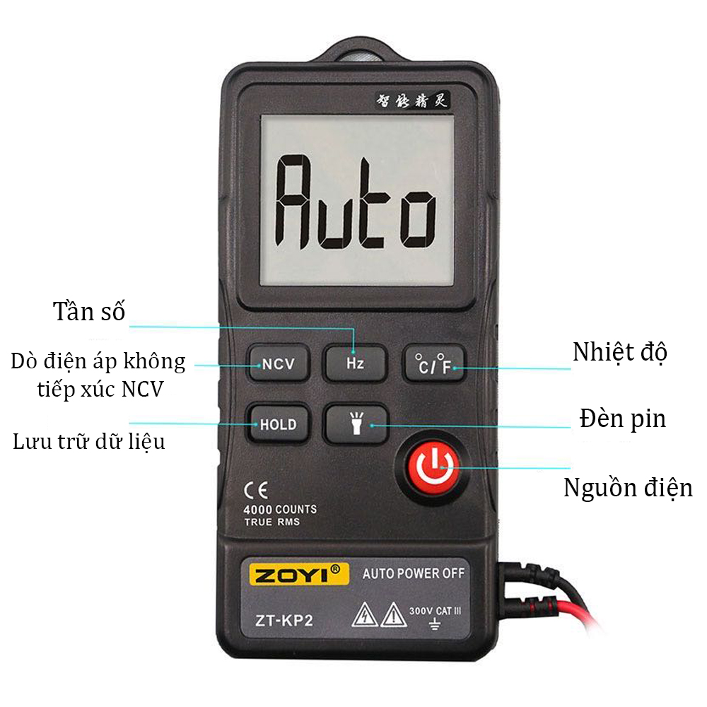 Đồng Hồ Vạn Năng Mini Zoyi ZT-KP2 Đồng Hồ Đo Điện Với Thiết Kế Nhỏ Gọn Dùng Đa Chức Năng Như Đo Điện Áp, Dòng Điện AC/DC, Đo Tự Điện, Diode, Tần Số, Nhiệt Độ, - Hàng Chính Hãng