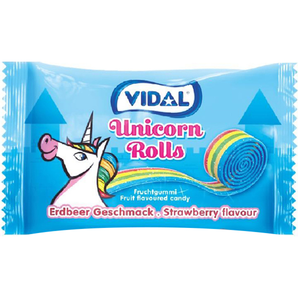 Kẹo Dẻo Cuộn Unicorn Vidal Unicorn Rolls (Gói 19g)