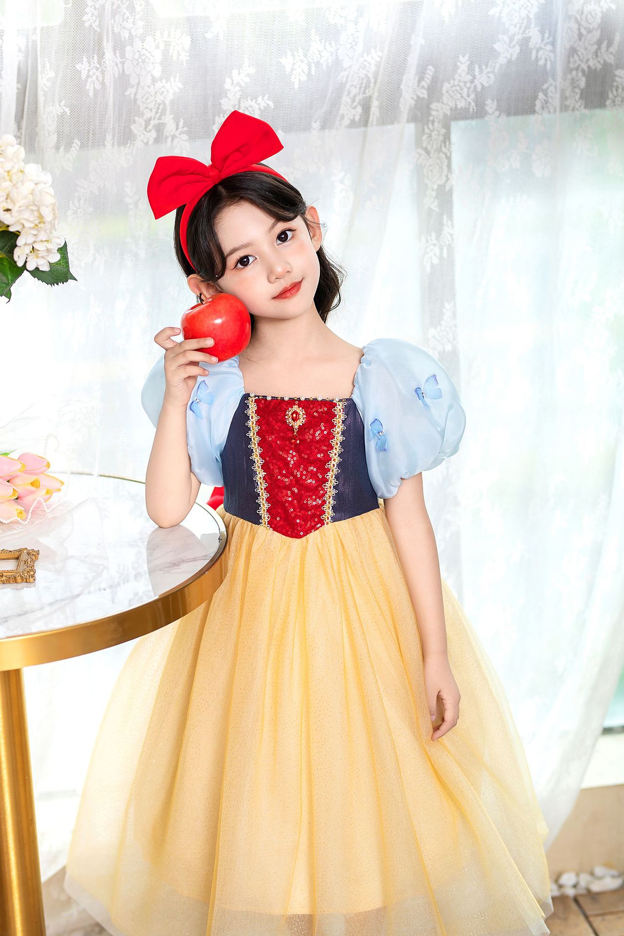 Đầm công chúa bạch tuyết cho bé gái hóa trang cosplay Halloween (tặng kèm cài tóc)
