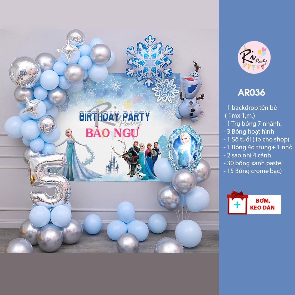 Set bóng trang trí bé gái chủ đề Elsa/ Foren