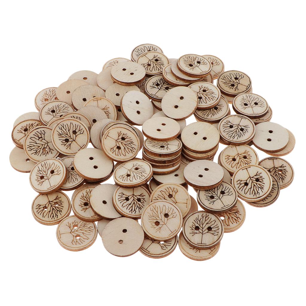 50 Miếng In Hình Vòng Nút Gỗ May Quần Áo Phụ Kiện 20 Mm