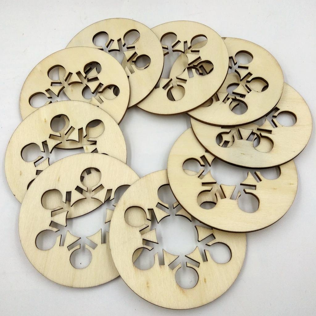10Pcs/lot Hollow Snowflake Wooden Pieces Embellishments Wood Slices Arts Crafts