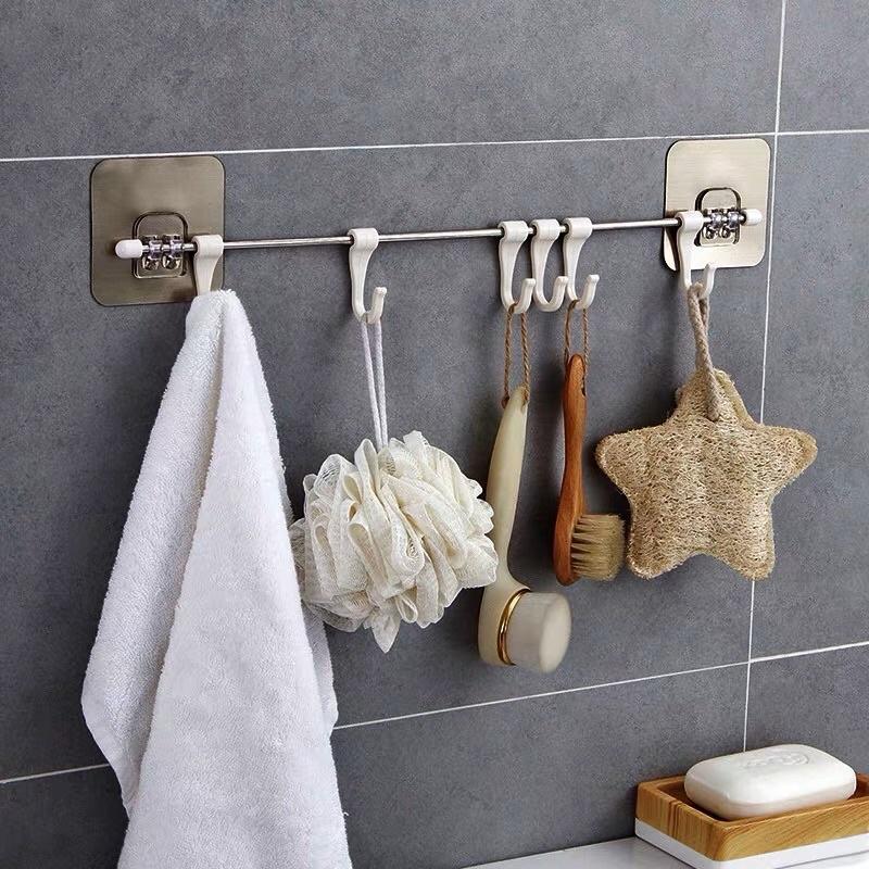 Giá Treo Đồ Nhà Bếp Có Móc Kèm Miếng Dán Tiện Lợi