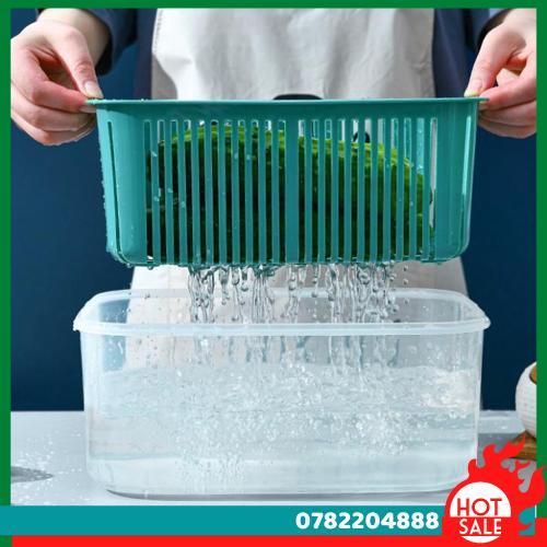 Bộ 5 Hộp Đựng Thực Phẩm Giỏ Có Nắp Đậy Khay Nhựa Kèm Rổ Ráo Nước Để Tủ Lạnh Bảo Quản Thức Ăn Tiện Dụng - CH Hương Thị Miễn Phí Vận Chuyển