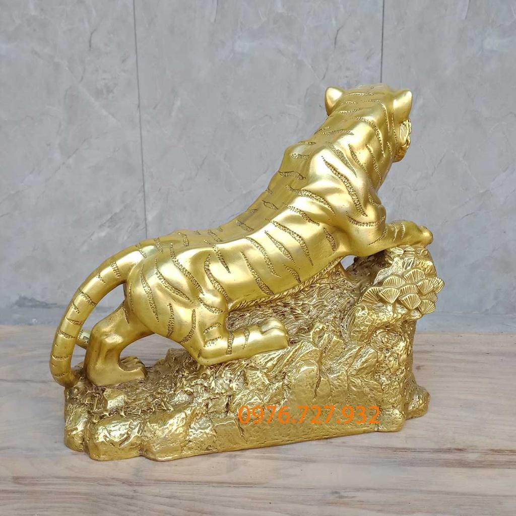 Tượng hổ cây tùng dài 27cm bằng đồng, tượng hổ phong thủy bằng đồng