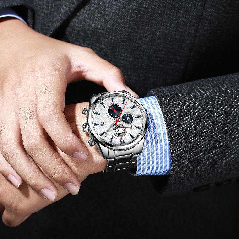 Đồng hồ Curren Men Vỏ hợp kim cổ điển tinh tế Dây đeo bằng thép không gỉ không thấm nước
